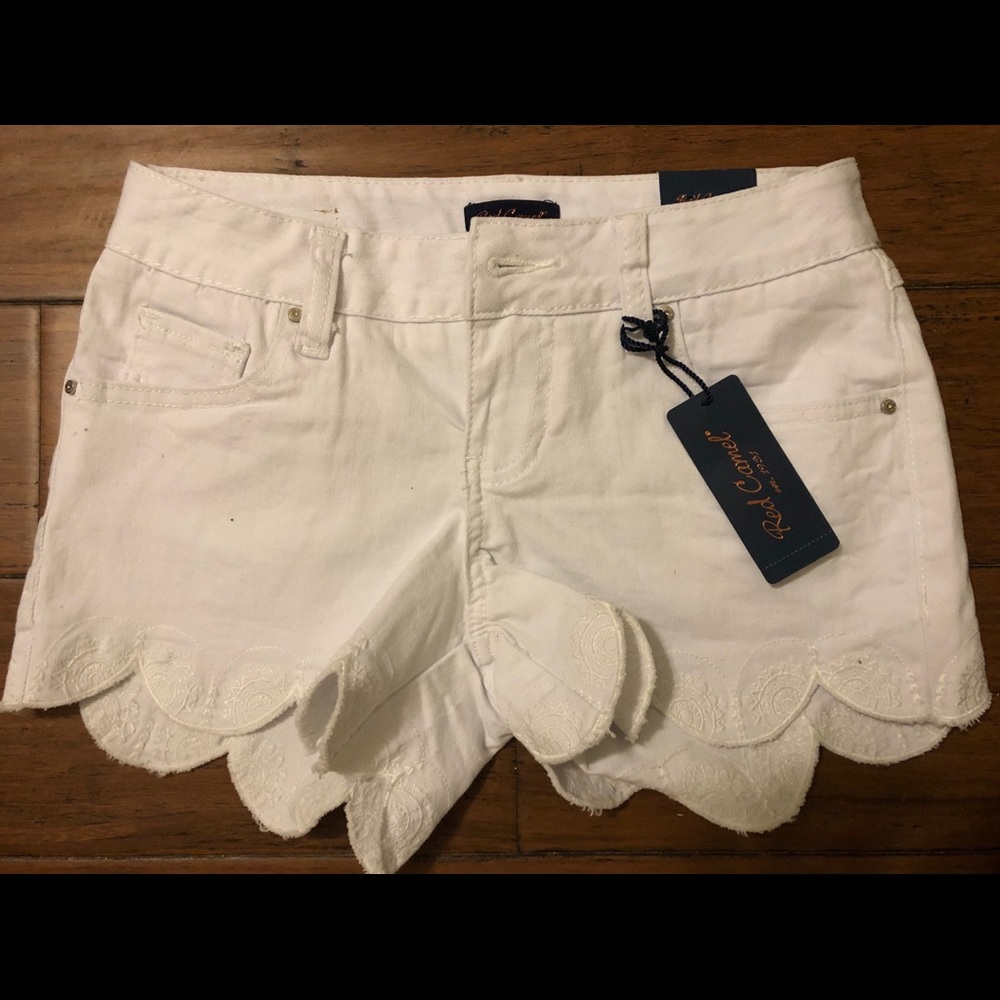 White Scalloped Shorts